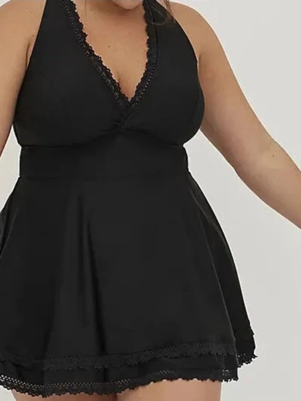 Torrid Wireless Lace Trim Swim Dress Black Size 3X NWT
